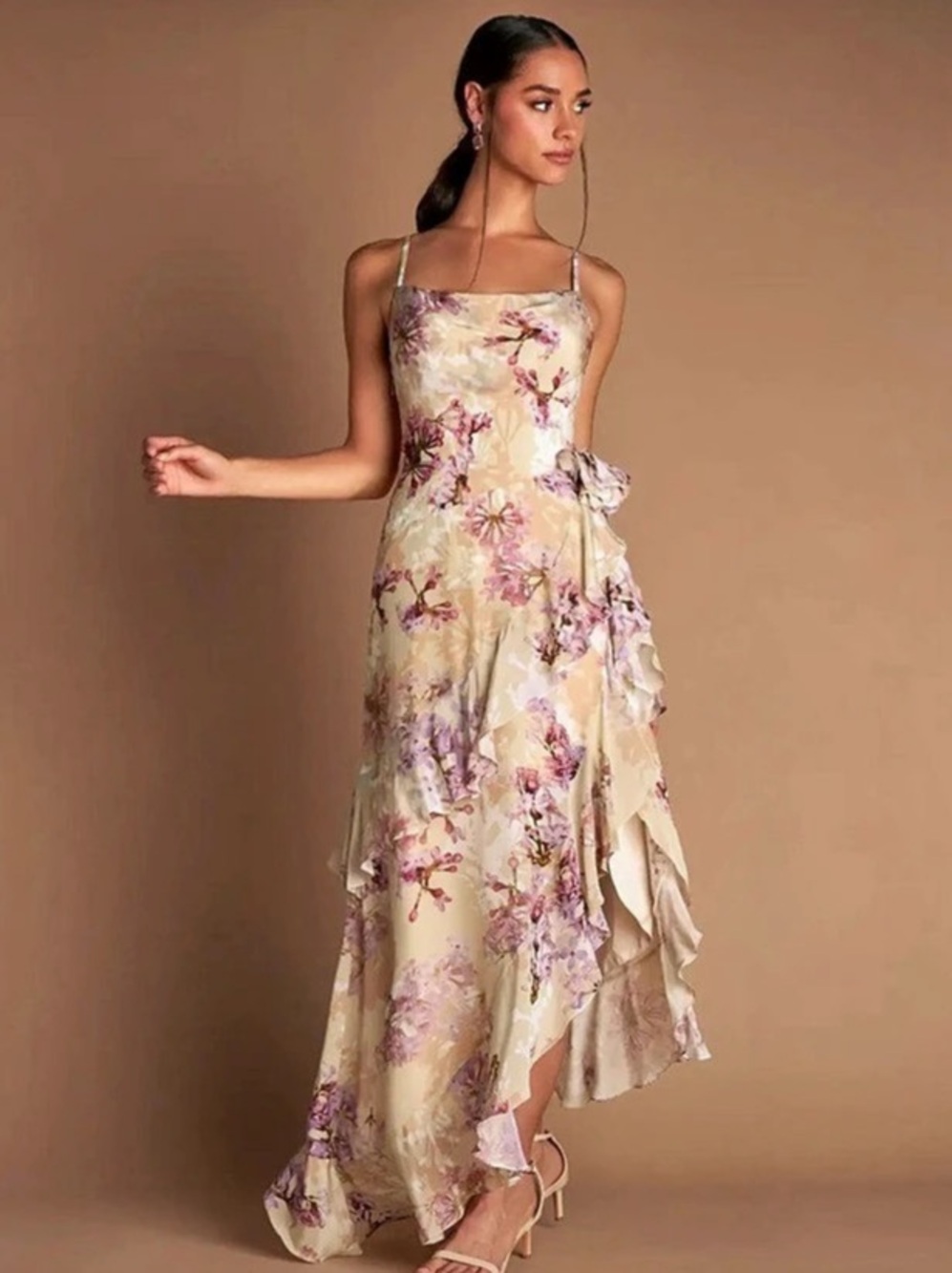 Azazie Susanna Vanilla Blush Maxi Dress Floral Maxi Dress Pink & Cream US 18